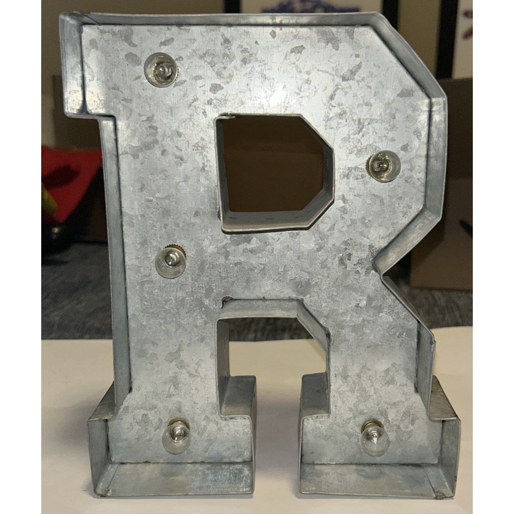 B-A-R Marquee Letter Light Signs Made of Galvanized Metal Industrial Style - Picture 16 of 16